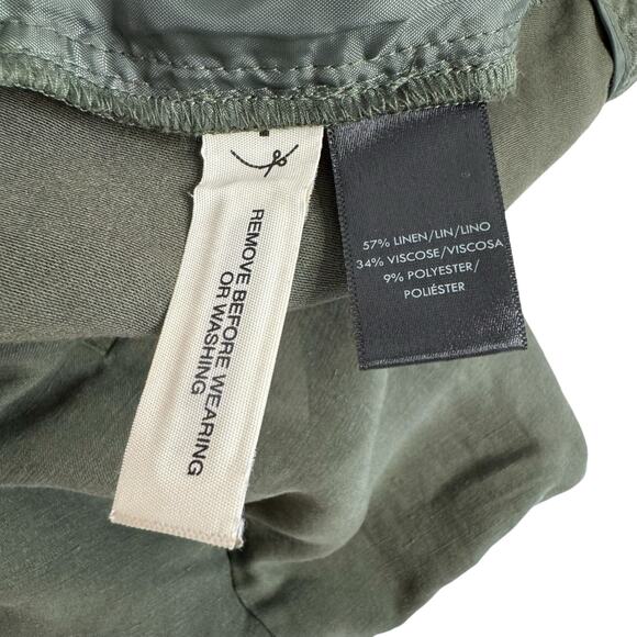 ANN TAYLOR Pine Green Linen Blend Pleated Belted Shorts Size 2 Womens *READ* - Picture 4 of 8